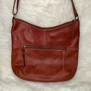 margot Red Leather Crossbody Hobo Bag
